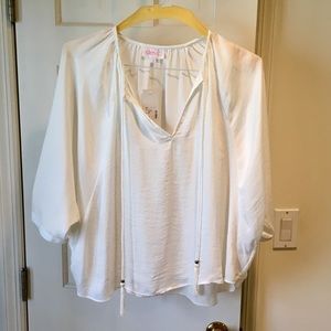 Pretty Ivory Summery Top with Tassel Ties